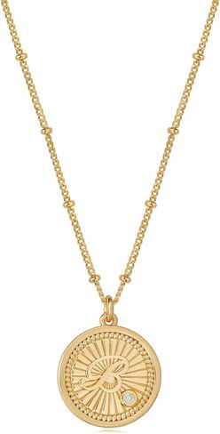 Bemoly Initial Necklaces for Women 14K Gold Plated Cubic Zirconia Letter Coin Pendant Necklace Personalized Letter A-Z Jewelry Gifts in Saudi Arabia