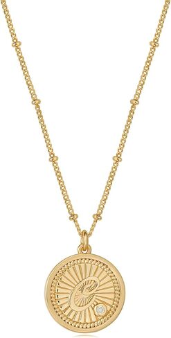 Bemoly Initial Necklaces for Women 14K Gold Plated Cubic Zirconia Letter Coin Pendant Necklace Personalized Letter A-Z Jewelry Gifts in Saudi Arabia