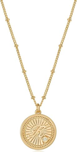 Bemoly Initial Necklaces for Women 14K Gold Plated Cubic Zirconia Letter Coin Pendant Necklace Personalized Letter A-Z Jewelry Gifts in Saudi Arabia