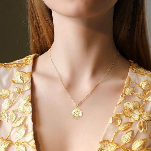 Blocaci 14K Solid Gold Dolphin Necklace Dolphin Jewelry for Women Dainty Pendant Necklace Yellow Gold 18" in Saudi Arabia