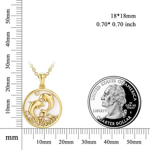Blocaci 14K Solid Gold Dolphin Necklace Dolphin Jewelry for Women Dainty Pendant Necklace Yellow Gold 18" in Saudi Arabia