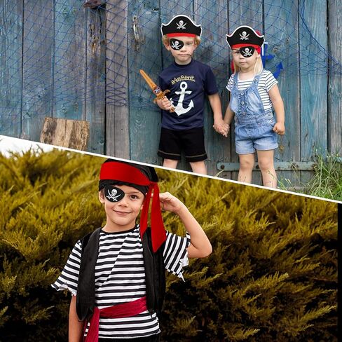 5 PCs Pirate Accessories, Kids Felt Eye Patch And Hat, Pirate Headband, Hook for Boys Girls Halloween Pirate Party Supplies in Saudi Arabia