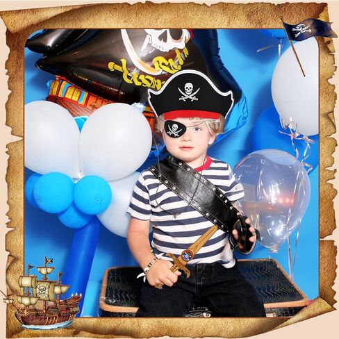 5 PCs Pirate Accessories, Kids Felt Eye Patch And Hat, Pirate Headband, Hook for Boys Girls Halloween Pirate Party Supplies in Saudi Arabia