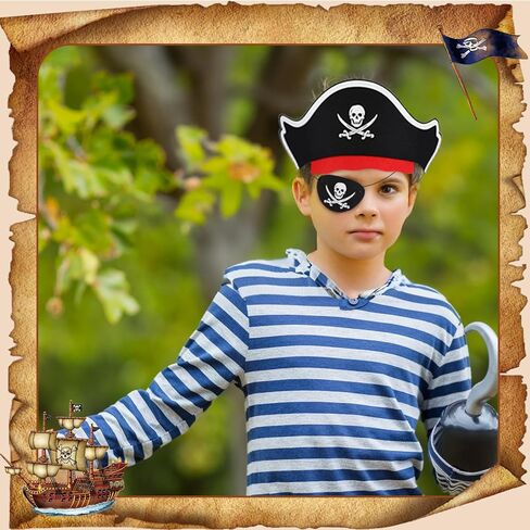 5 PCs Pirate Accessories, Kids Felt Eye Patch And Hat, Pirate Headband, Hook for Boys Girls Halloween Pirate Party Supplies in Saudi Arabia
