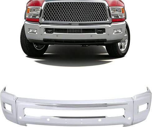 Front Bumper Face Bar 3Pcs Compatible with 2010 Dodge Ram 2500 3500 & 2011-2018 Ram 2500 3500 W/Fog Lamp & Park Sensor Holes Replace 68260085AA CH1002405 Steel Chrome Silvery in Saudi Arabia