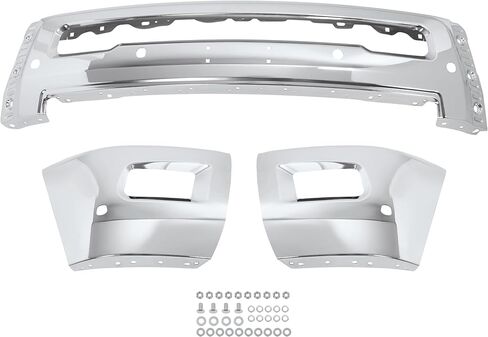 Front Bumper Face Bar 3Pcs Compatible with 2010 Dodge Ram 2500 3500 & 2011-2018 Ram 2500 3500 W/Fog Lamp & Park Sensor Holes Replace 68260085AA CH1002405 Steel Chrome Silvery in Saudi Arabia