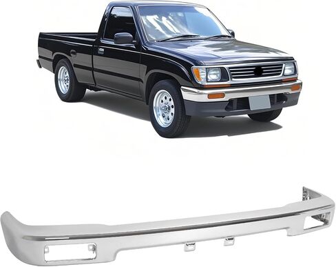 المصد الأمامي KUAFU متوافق مع قاعدة بيك اب تويوتا 1989-1995 DLX SR5 2WD مع توفير لوحة الترخيص، استبدال فتحات مصباح الإشارة لـ TO1002102، 5210135070 شريط وجه ممتص الصدمات فضي in Kuwait