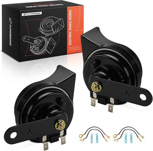A-Premium 2 Pack Snail Horn High & Low Universal Electric Horns - 12V 110dB - Compatible with most Car, Trucks, Scooter, Motorcycles, Special Vehicles, 80mm in Saudi Arabia