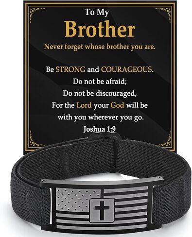 Teen Boy Gifts American Flag Cross Bracelet for Boys Men Bible Verse Christian Jewelry for Birthday, Baptism, Christmas, Graduation in Saudi Arabia