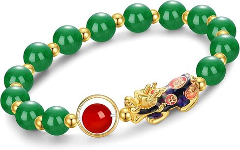 MANRUO Feng Shui Amulet Bracelets Prosperity 8mm Bead Bracelet with 1 Color Changed Pi Xiu/Pi Yao Attract Lucky Wealthy in Saudi Arabia