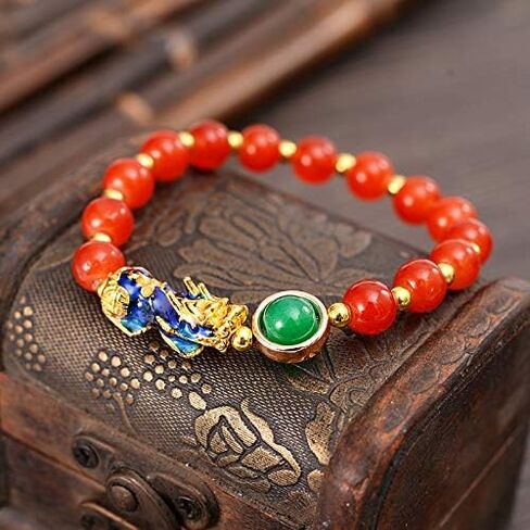 MANRUO Feng Shui Amulet Bracelets Prosperity 8mm Bead Bracelet with 1 Color Changed Pi Xiu/Pi Yao Attract Lucky Wealthy in Saudi Arabia