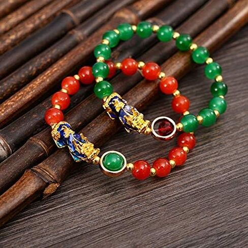 MANRUO Feng Shui Amulet Bracelets Prosperity 8mm Bead Bracelet with 1 Color Changed Pi Xiu/Pi Yao Attract Lucky Wealthy in Saudi Arabia
