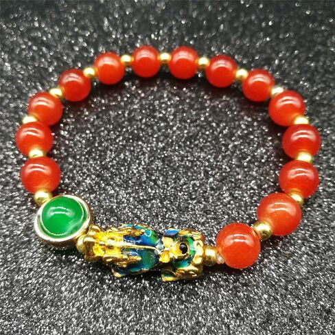 MANRUO Feng Shui Amulet Bracelets Prosperity 8mm Bead Bracelet with 1 Color Changed Pi Xiu/Pi Yao Attract Lucky Wealthy in Saudi Arabia
