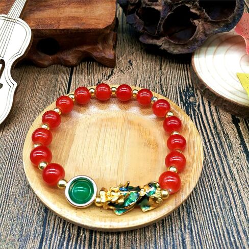 MANRUO Feng Shui Amulet Bracelets Prosperity 8mm Bead Bracelet with 1 Color Changed Pi Xiu/Pi Yao Attract Lucky Wealthy in Saudi Arabia