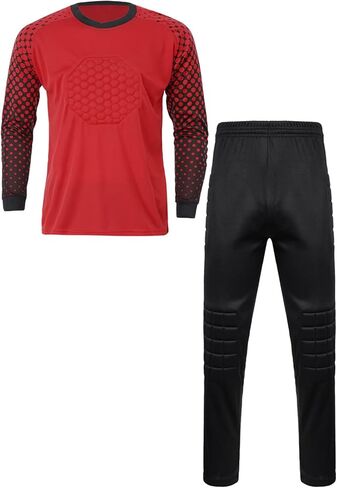 Kids Boys Goalkeeper Padded Jersey and Pants Outfit Soccer Goalie Football T-Shirt Training Uniform in Kuwait
