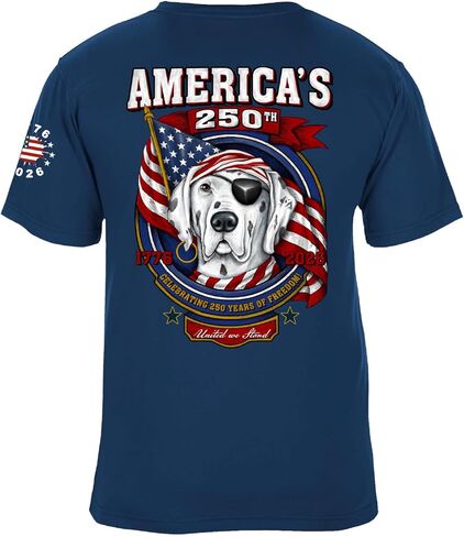 تي شيرت برسومات الحرية الوطنية للذكرى السنوية الـ 250 لـ SEA DOG America، 100% قطن مغزول حلقيًا، مقاس مريح، مطبوع في الولايات المتحدة الأمريكية in Saudi Arabia