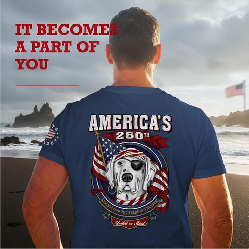 SEA DOG America’s 250th Anniversary Freedom Patriotic Graphic T-Shirt, 100% Ringspun Cotton, Relaxed Fit, Printed in USA in Saudi Arabia