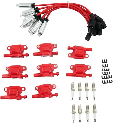 Ignition Coil & Spark Plug & Wire 8PCS compatible with Chevy Silverado 1500/Tahoe, GMC Yukon, Pontiac G8/Grand Prix, Hummer H3, Replaces OE UF413, D510C, 5C1554 in Kuwait