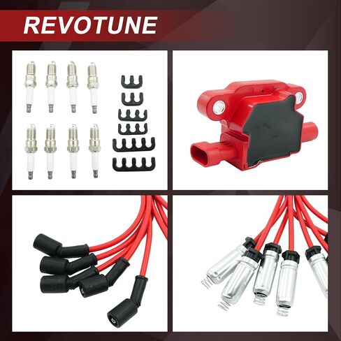 Ignition Coil & Spark Plug & Wire 8PCS compatible with Chevy Silverado 1500/Tahoe, GMC Yukon, Pontiac G8/Grand Prix, Hummer H3, Replaces OE UF413, D510C, 5C1554 in Kuwait