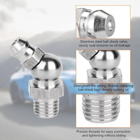60PCS Car Grease Fittings Kit, 1/4 & 1/8 Inch Vehicle Hydraulic Grease Fitting Assortment Kit with Straight 45° & 90° Angle, Automotive Accessories, Universal for SUV RV Truck in Saudi Arabia