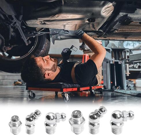 60PCS Car Grease Fittings Kit, 1/4 & 1/8 Inch Vehicle Hydraulic Grease Fitting Assortment Kit with Straight 45° & 90° Angle, Automotive Accessories, Universal for SUV RV Truck in Saudi Arabia