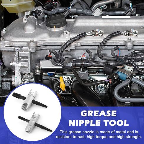 أداة إزالة الشحوم زيرك، أدوات إزالة الشحوم ذات 4 اتجاهات تناسب 1/4 بوصة - 28 SAE، 1/8 بوصة -NPT، M10x1 M8x1 وحجم سداسي 3/8 بوصة 5/16 بوصة 7/16 بوصة للتثبيت والإزالة وإعادة الخيط in Kuwait