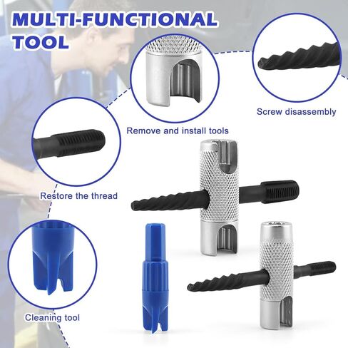 أداة إزالة الشحوم زيرك، أدوات إزالة الشحوم ذات 4 اتجاهات تناسب 1/4 بوصة - 28 SAE، 1/8 بوصة -NPT، M10x1 M8x1 وحجم سداسي 3/8 بوصة 5/16 بوصة 7/16 بوصة للتثبيت والإزالة وإعادة الخيط in Kuwait