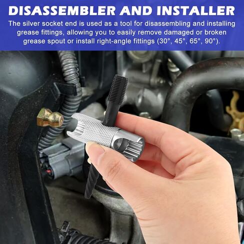 أداة إزالة الشحوم زيرك، أدوات إزالة الشحوم ذات 4 اتجاهات تناسب 1/4 بوصة - 28 SAE، 1/8 بوصة -NPT، M10x1 M8x1 وحجم سداسي 3/8 بوصة 5/16 بوصة 7/16 بوصة للتثبيت والإزالة وإعادة الخيط in Kuwait