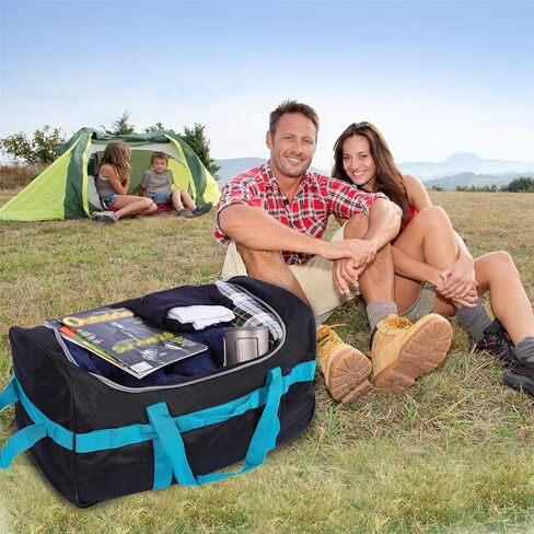 Folding Wheeled Rolling Duffle Bag for Camping Travel, Lightweight Large Duffel Bag with Wheels and Pull Handle, Blue, 26 Inch in Saudi Arabia