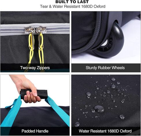 Folding Wheeled Rolling Duffle Bag for Camping Travel, Lightweight Large Duffel Bag with Wheels and Pull Handle, Blue, 26 Inch in Saudi Arabia