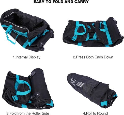 Folding Wheeled Rolling Duffle Bag for Camping Travel, Lightweight Large Duffel Bag with Wheels and Pull Handle, Blue, 26 Inch in Saudi Arabia