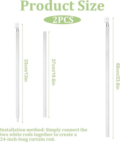 24 Inch Blind Wand Replacement, 2 Pcs Detachable Plastic Blind Rod with Hook Blinds Stick Replacement Tilt Wand Replacements Window Wand Replacements Vertical Blinds Parts for Window Shades in Saudi Arabia