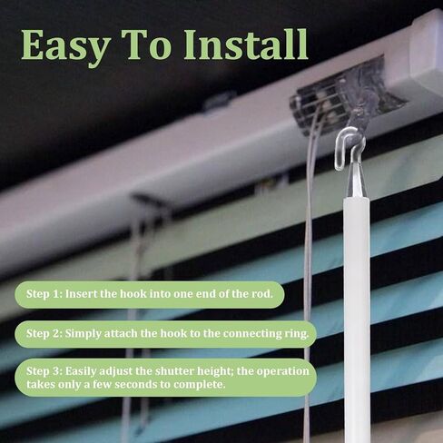 24 Inch Blind Wand Replacement, 2 Pcs Detachable Plastic Blind Rod with Hook Blinds Stick Replacement Tilt Wand Replacements Window Wand Replacements Vertical Blinds Parts for Window Shades in Saudi Arabia