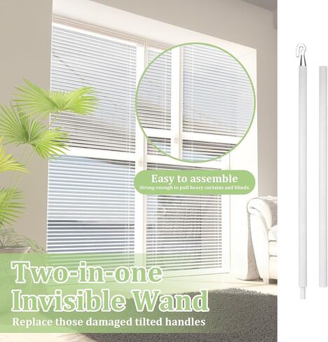 24 Inch Blind Wand Replacement, 2 Pcs Detachable Plastic Blind Rod with Hook Blinds Stick Replacement Tilt Wand Replacements Window Wand Replacements Vertical Blinds Parts for Window Shades in Saudi Arabia