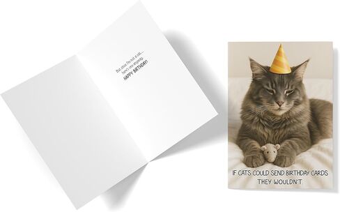 Funny Birthday Card – Cute Cat Birthday Card, Humorous Greeting Card for Him, Her, Friends, Men, Women – 5x7 Inches with Envelope – 350gsm Cardstock - Funny Gifts for Cat Lovers in Saudi Arabia