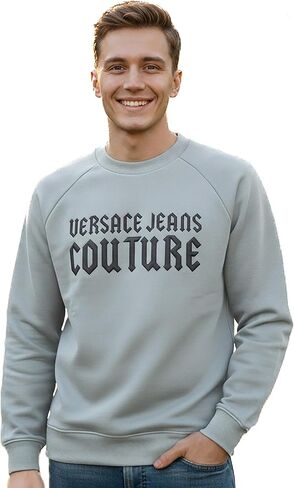 VERSACE JEANS COUTURE Ice Grey Cotton Mens Sweatshirt in Saudi Arabia