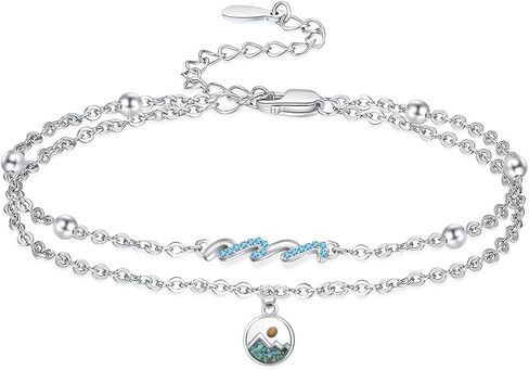 Palpitate Mustard Seed Anklet Bracelet 925 Sterling Silver Chain for Women Musturd seed Mountain Anklet Jewelry Christmas Gifts Adustable Chain in Saudi Arabia