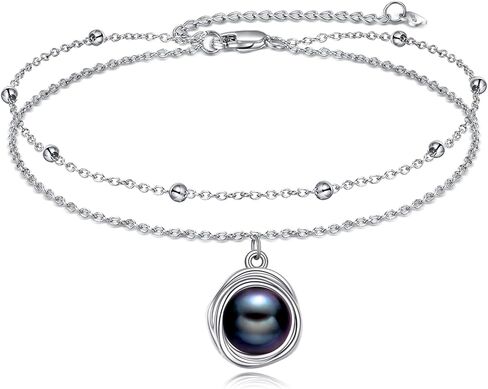POPLYKE S925 فضة استرليني لؤلؤ خلخال حجر كريم أوبال/لازورد/لاريمار/كوارتز وردي/أوبال طبقات سلسلة سوار الكاحل للنساء هدايا مجوهرات الشاطئ الصيفية in Saudi Arabia