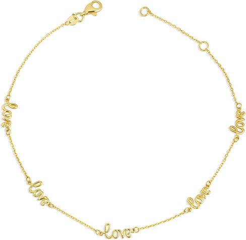 Claddagh Gold 14K Yellow Gold Love Script Anklet 10" in Saudi Arabia
