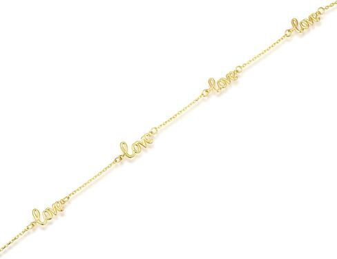 Claddagh Gold 14K Yellow Gold Love Script Anklet 10" in Saudi Arabia