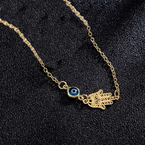 Evil Eye Anklet for Women 14K White Gold Plated Sideways Evil Eye Ankle Bracelet Minimalist Jewelry in Saudi Arabia