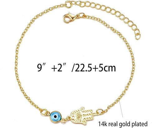 Evil Eye Anklet for Women 14K White Gold Plated Sideways Evil Eye Ankle Bracelet Minimalist Jewelry in Saudi Arabia