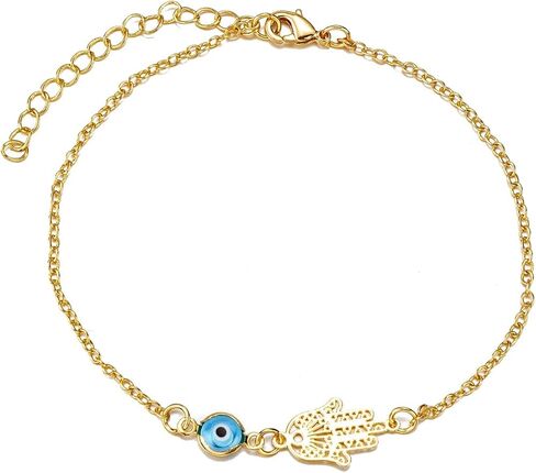 Evil Eye Anklet for Women 14K White Gold Plated Sideways Evil Eye Ankle Bracelet Minimalist Jewelry in Saudi Arabia