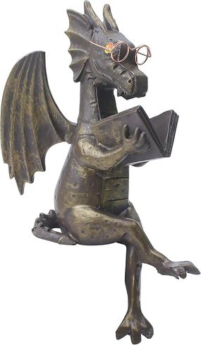 Dragon Reading Book Statue Figurine Sculpture, Wearing Glass Dinosaur Mini Cute Small Creative Ornament for Garden Bookshelf Decorations Adult Shelf Home Landscaping Outdoor Desktop Housewarming in Saudi Arabia