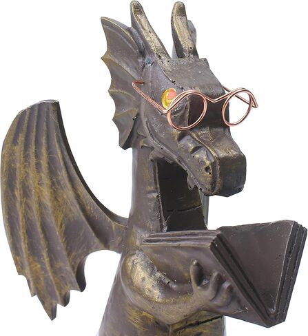 Dragon Reading Book Statue Figurine Sculpture, Wearing Glass Dinosaur Mini Cute Small Creative Ornament for Garden Bookshelf Decorations Adult Shelf Home Landscaping Outdoor Desktop Housewarming in Saudi Arabia