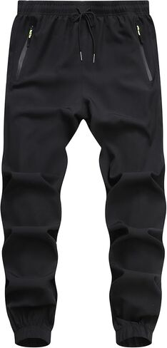 Men's Casual Workout Athletic Pants Elastic Waist Jogging Running Pants for Men with Zipper Pockets in Kuwait