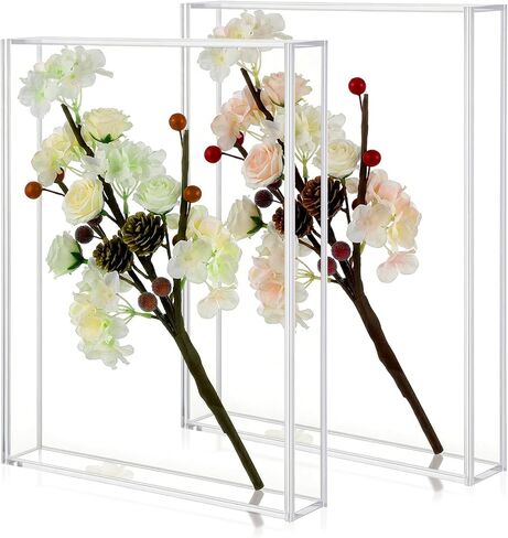 2 Pcs Acrylic Shadow Box, 8 x 10'' Shadows Box DIY Frames Tabletop/Wall Mount Assembly Cases, Clear Acrylic Display Cases for Crafts Display Wedding Memory Dried Flower Book Shop Decor in Saudi Arabia