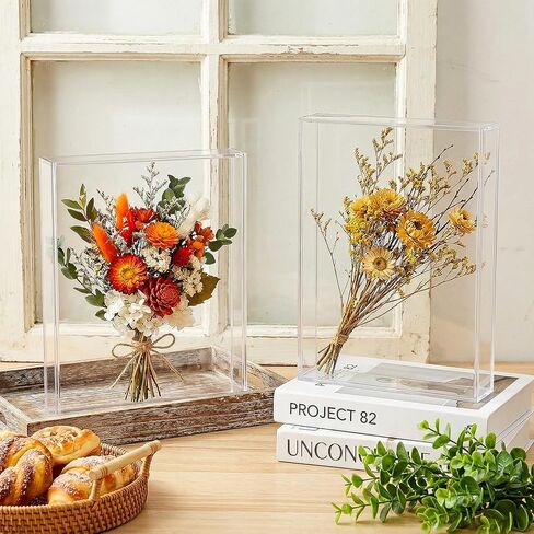2 Pcs Acrylic Shadow Box, 8 x 10'' Shadows Box DIY Frames Tabletop/Wall Mount Assembly Cases, Clear Acrylic Display Cases for Crafts Display Wedding Memory Dried Flower Book Shop Decor in Saudi Arabia