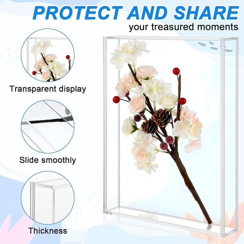 2 Pcs Acrylic Shadow Box, 8 x 10'' Shadows Box DIY Frames Tabletop/Wall Mount Assembly Cases, Clear Acrylic Display Cases for Crafts Display Wedding Memory Dried Flower Book Shop Decor in Saudi Arabia