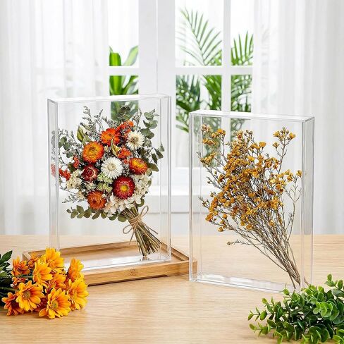 2 Pcs Acrylic Shadow Box, 8 x 10'' Shadows Box DIY Frames Tabletop/Wall Mount Assembly Cases, Clear Acrylic Display Cases for Crafts Display Wedding Memory Dried Flower Book Shop Decor in Saudi Arabia